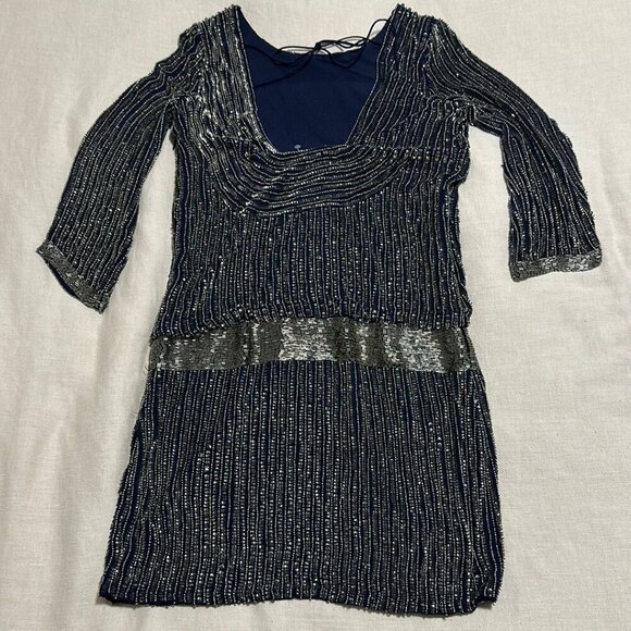 Adrianna Papell Sequin Dress with Tie Back - Size US 4 / EU 36, New with Tags - Picture 5 of 9